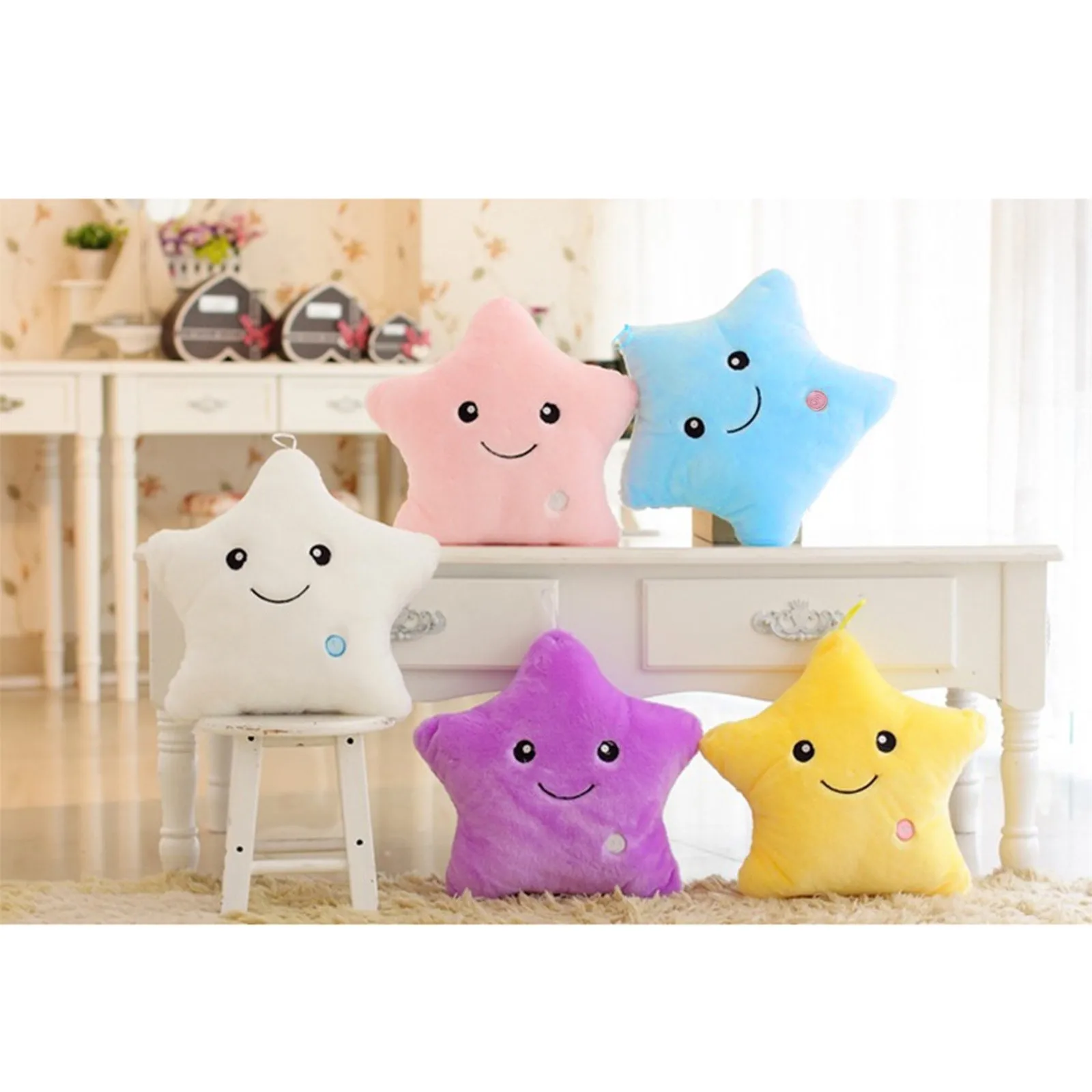 Colorful Five-Pointed Star Luminous Glowing Soft Plush Children Cute Toy