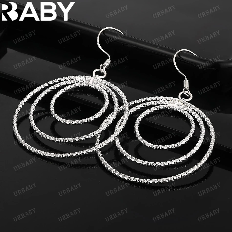 

URBABY 925 Sterling Silver Earrings Triple Round Drop Earrings For Women Jewelry Fashion Party and Daily Wear