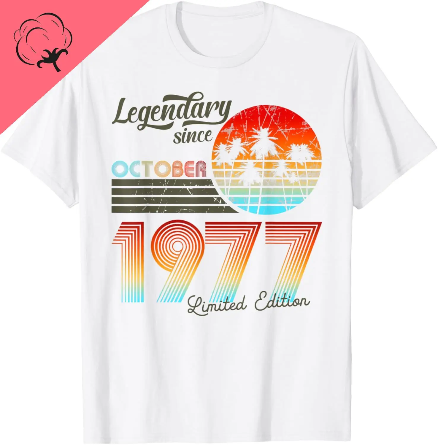 Birthday Legendary Since October 1977 T-Shirt Breathable and Comfortable Cotton Men's T-shirts Personalized Clothing