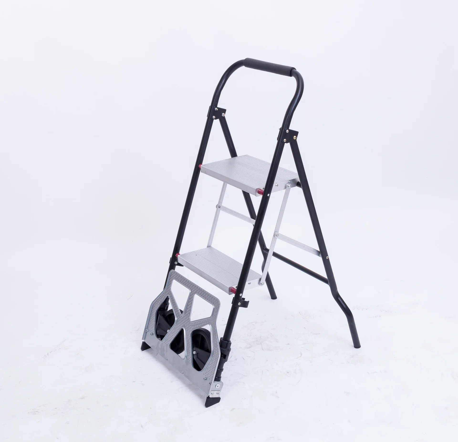New two-in-one ladder trolley foldable compact mini aluminum folding household ladder workshop multi-purpose car ladder