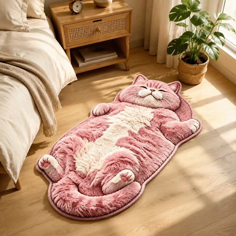 High Quality Non-Slip Cat-Shaped Area Rug Anti-fouling Easy to Clean Home Decor Carpet Cartoon Carpet Living Rooms