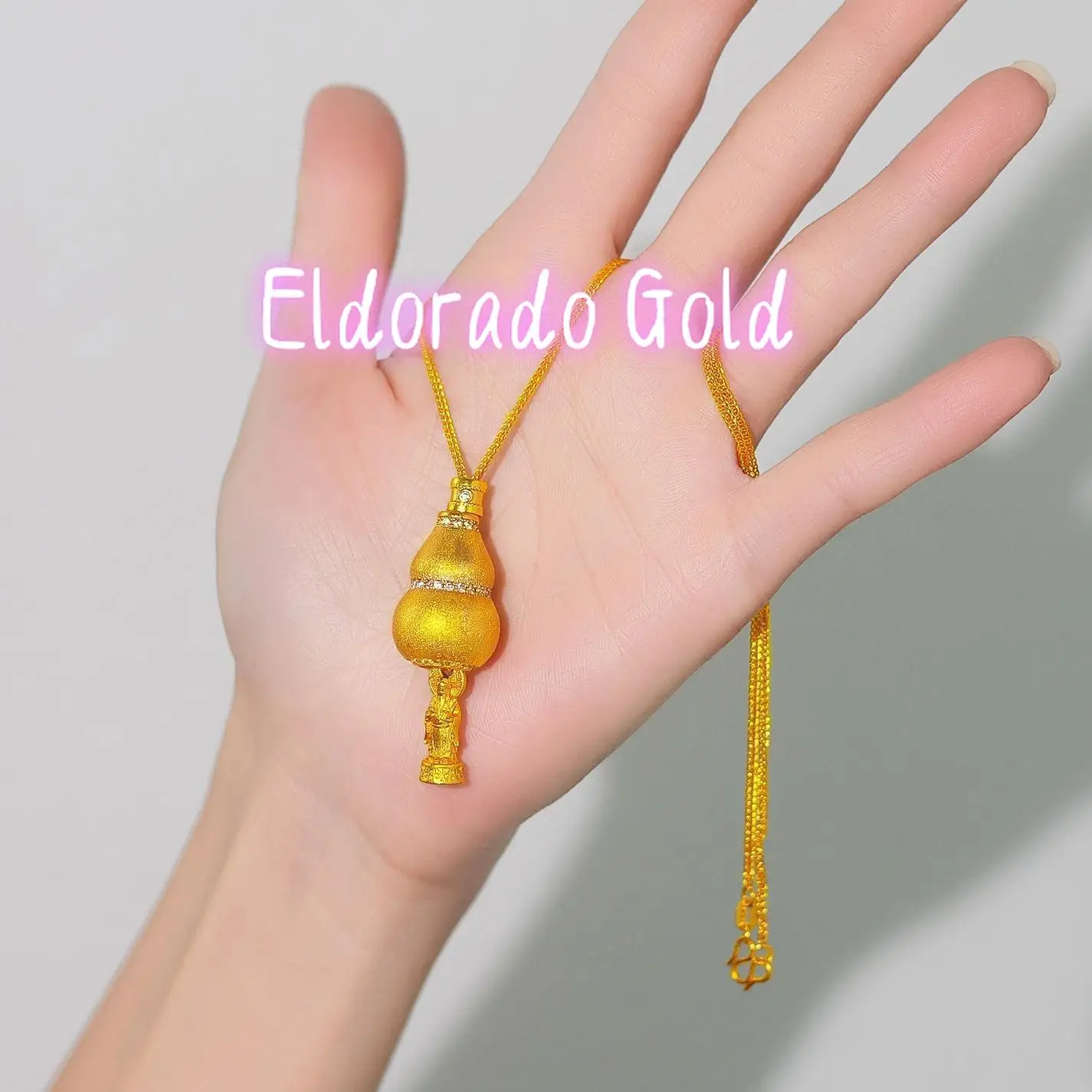 

Золотой кулон Eldorado Gold 24K из чистого золота 999 пробы в форме тыквы, символ богатства, с бриллиантовой огранкой, для женщин