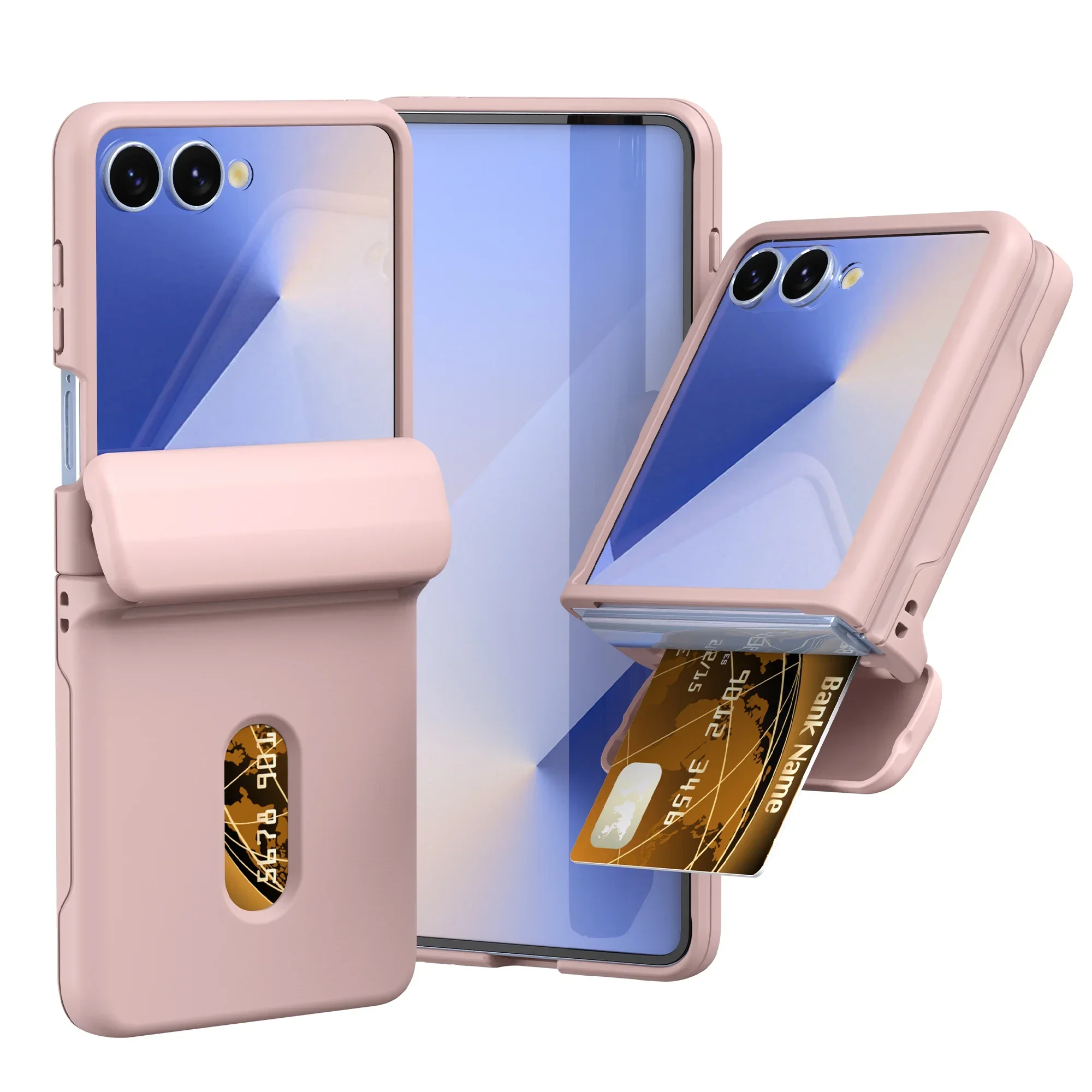 Kartenhalter Hautgefühl Hartschale Handyhülle für Samsung Galaxy Z Flip 7 6 5 Flip7 5G Scharnierschutz Ständer Schutzhülle