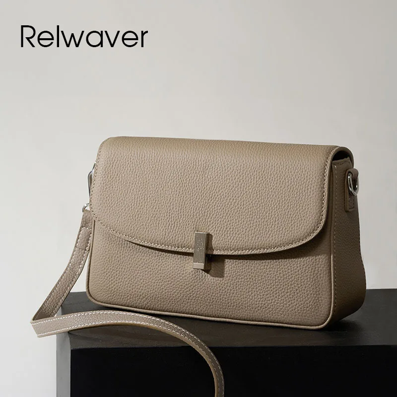 

Relwaver women messenger bags genuine leather women bag 2024 summer new crossbody bags for women brief versatile flap