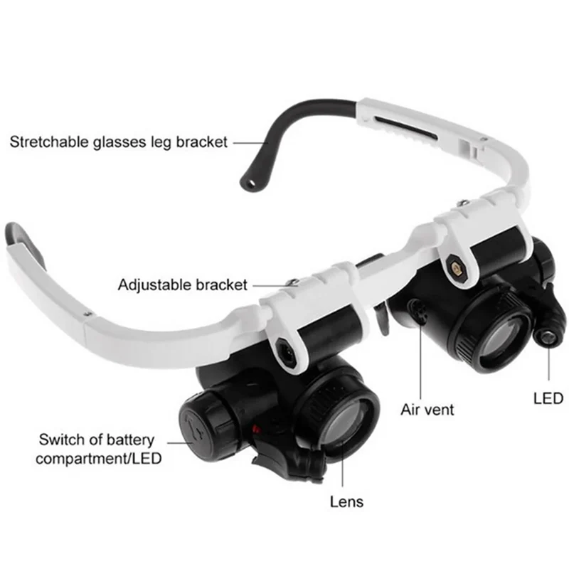 8X/15X/23X Telescopic Jeweler Magnifier Loupes With LED Light Len Magnifying Glass for Precision Work Eyewear Reading Watchmaker