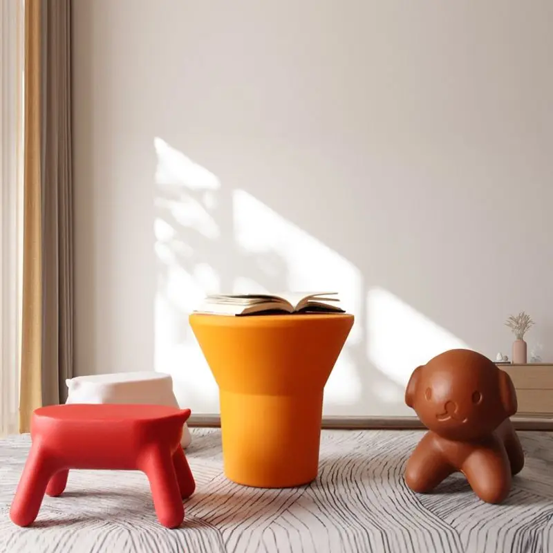 كرسي مقعد الكرتون البلاستيك مقعد صغير الحديثة بسيطة ودائمة مقعد صغير للاستخدام المنزلي الأثاث العثماني كرسي الغرور #5