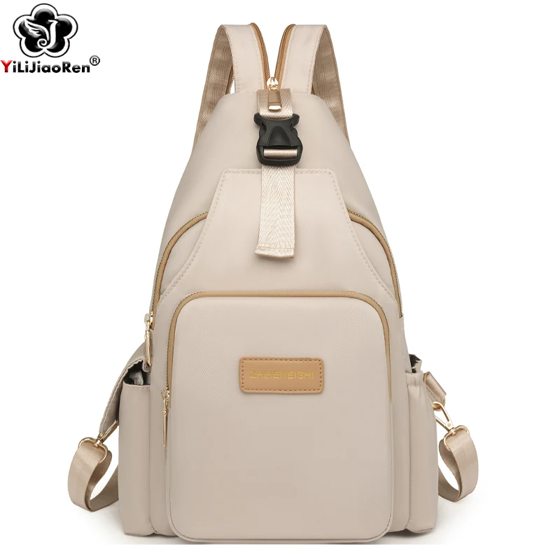 

Lightweight and Waterproof Nylon Backpack Women Chest Pack Fashion Ladies Daypack Travel Rucksack Large Capacity Shoulder Bag
