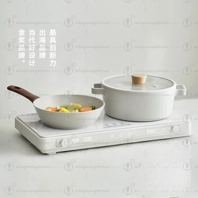Dual Induction Cooker High Power, 2 Burner Electric Cooktop, Multifunctional Integrated Hot Pot & Frying Cooker for Home