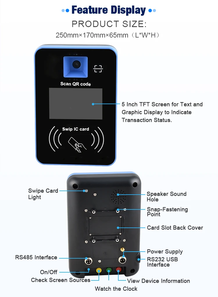 RD300 5 بوصة Android QR Code Ticket Validator Payment POS Machine قارئ البطاقات الذكية للحافلة De Transport العامة