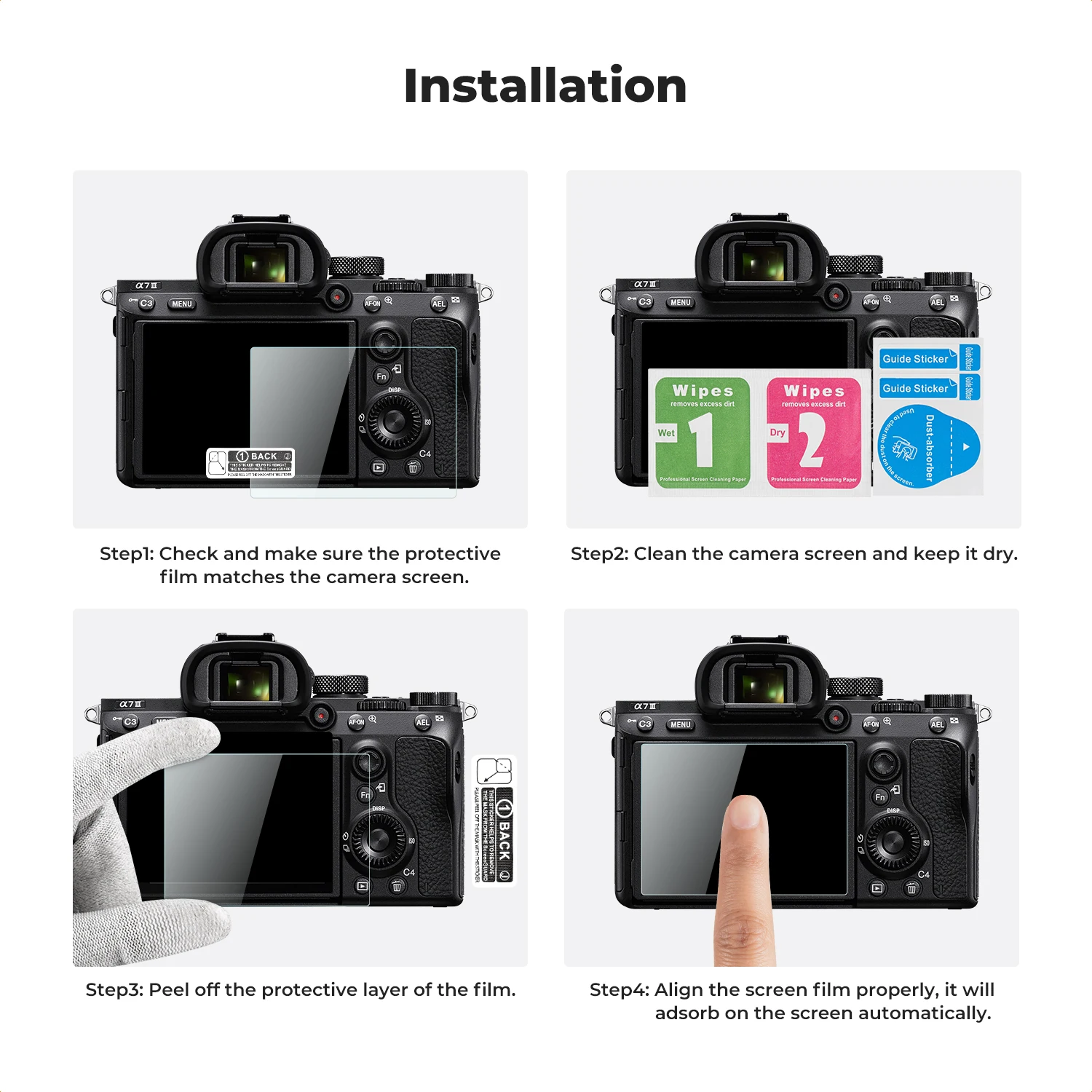 مجموعة ملحقات الكاميرا K&F CONCEPT واقي شاشة * 3 مع الحذاء الساخن * 3 لسوني A9، A7III، A7R II، 7II، 7S II، A9II، A7R III، A1،
