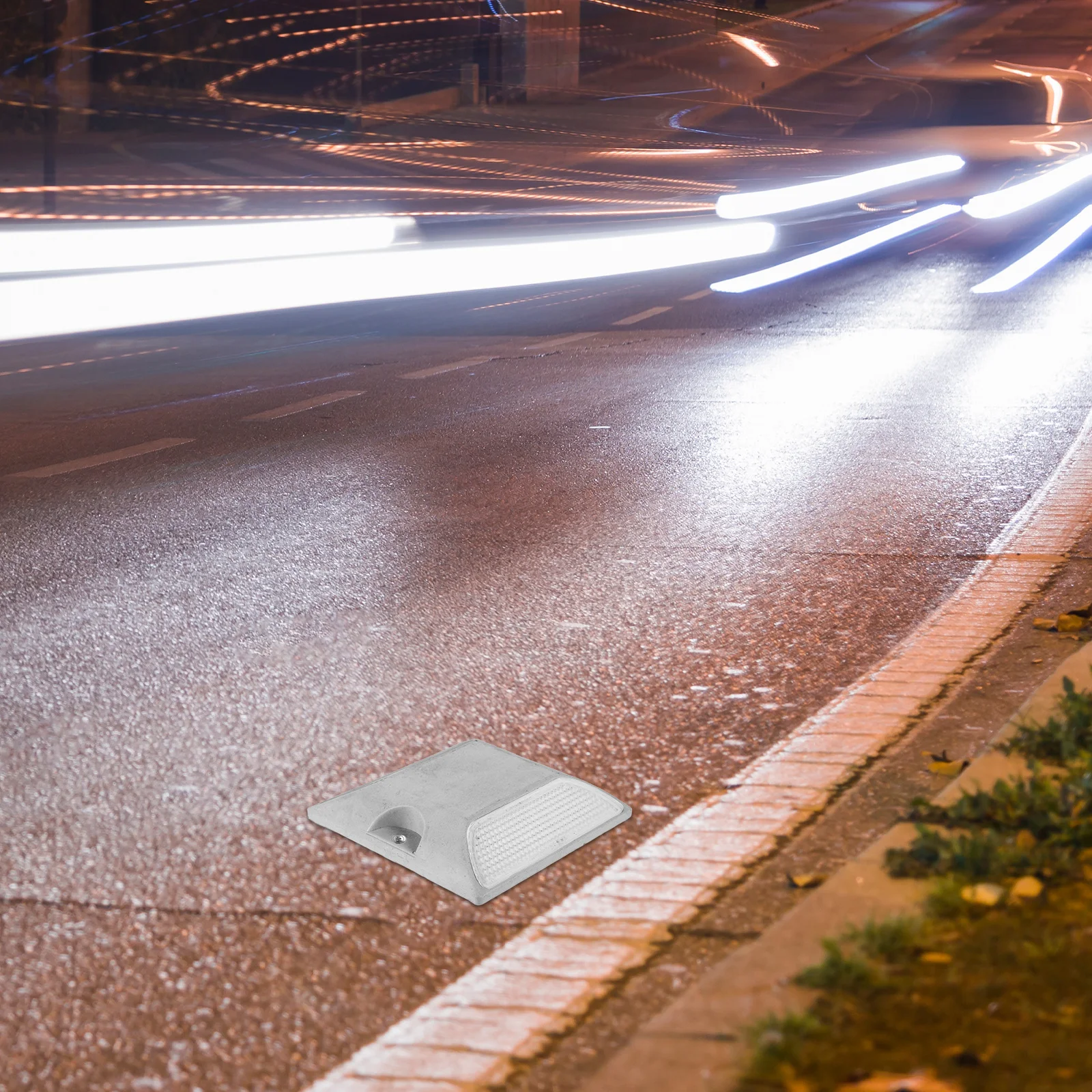 2Pcs Road Markers Reflective Aluminum Raised Design Dual Yellow Night Visibility Roadside Emergency Reflectors