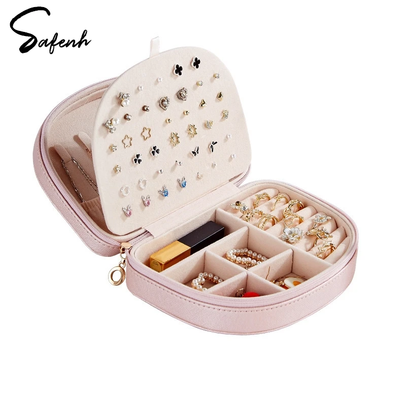 

Portable Double-Layer Jewelry Storage Box High-end Large Capacity Travel Earrings Ring Bracelet Necklace Display Organizer Case