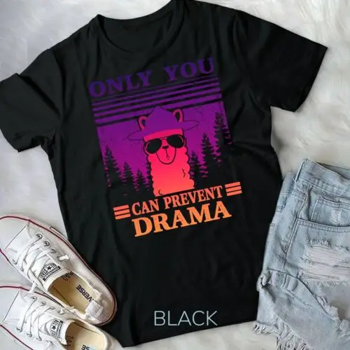 Llama Camping Only You Can Prevent Drama Gifts Men Women Unisex T-shirt