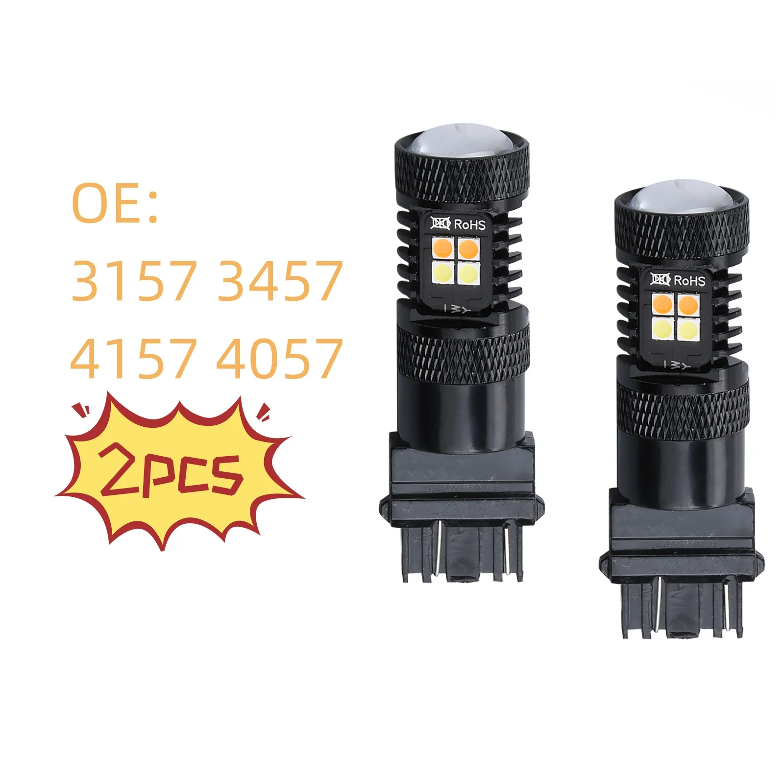 2 pz 3157 LED Canbus Anti Hyper Flash Switchback bianco ambra Led indicatori di direzione anteriori lampadine a LED bicolore accessori per auto