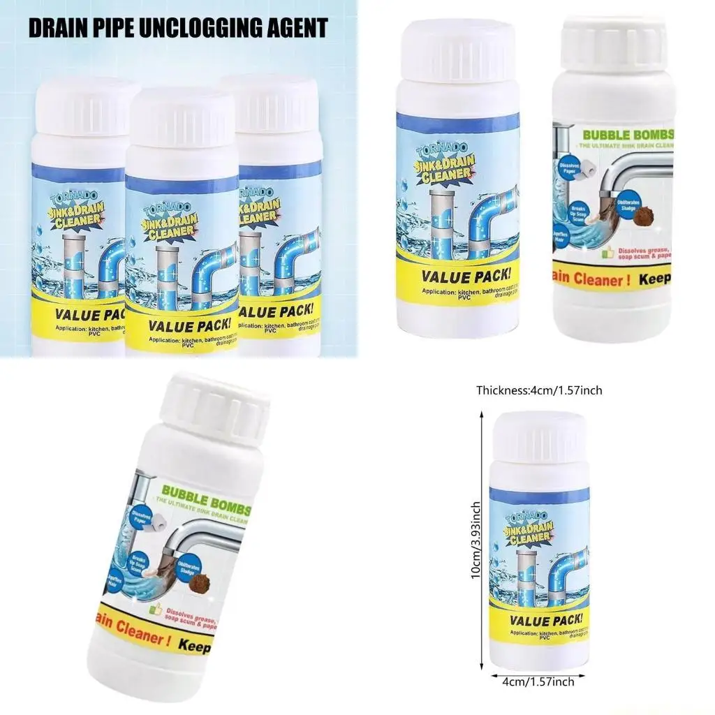 

QX2E Powerfu Tool Cleaning Kitchen Pipe Dredging Agent Cleaner Fast 110g Dredge Drain Tool Sink Cleaning Toilet Deodorant