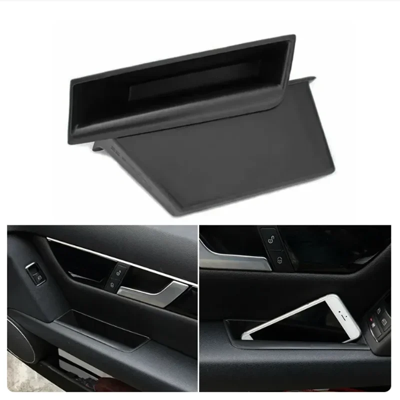 1 Pair Car Storage Box Front Door Side Handle Armrest Storage Box For Benz C Class W204 08-14 2X Organizer Box Accessories