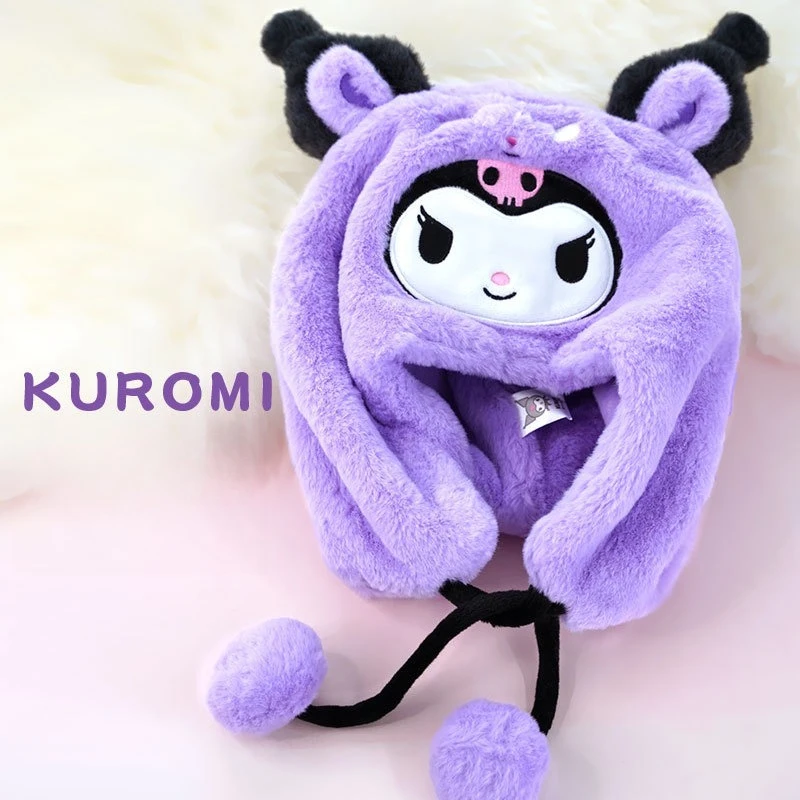 

Miniso Children's Autumn and Winter Plush Hat Girls' Ear Protection Hood Hood Warm Plus Fleece Thickened Cute Kuromi Girl