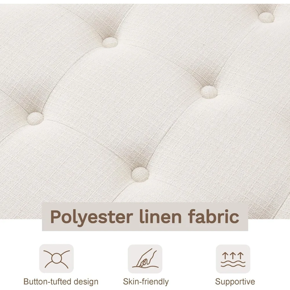 33 طاولة قهوة عثمانية مستديرة كبيرة مع مساحة تخزين، مسند قدم منجد من الكتان مع رف تخزين خشبي للمزرعة