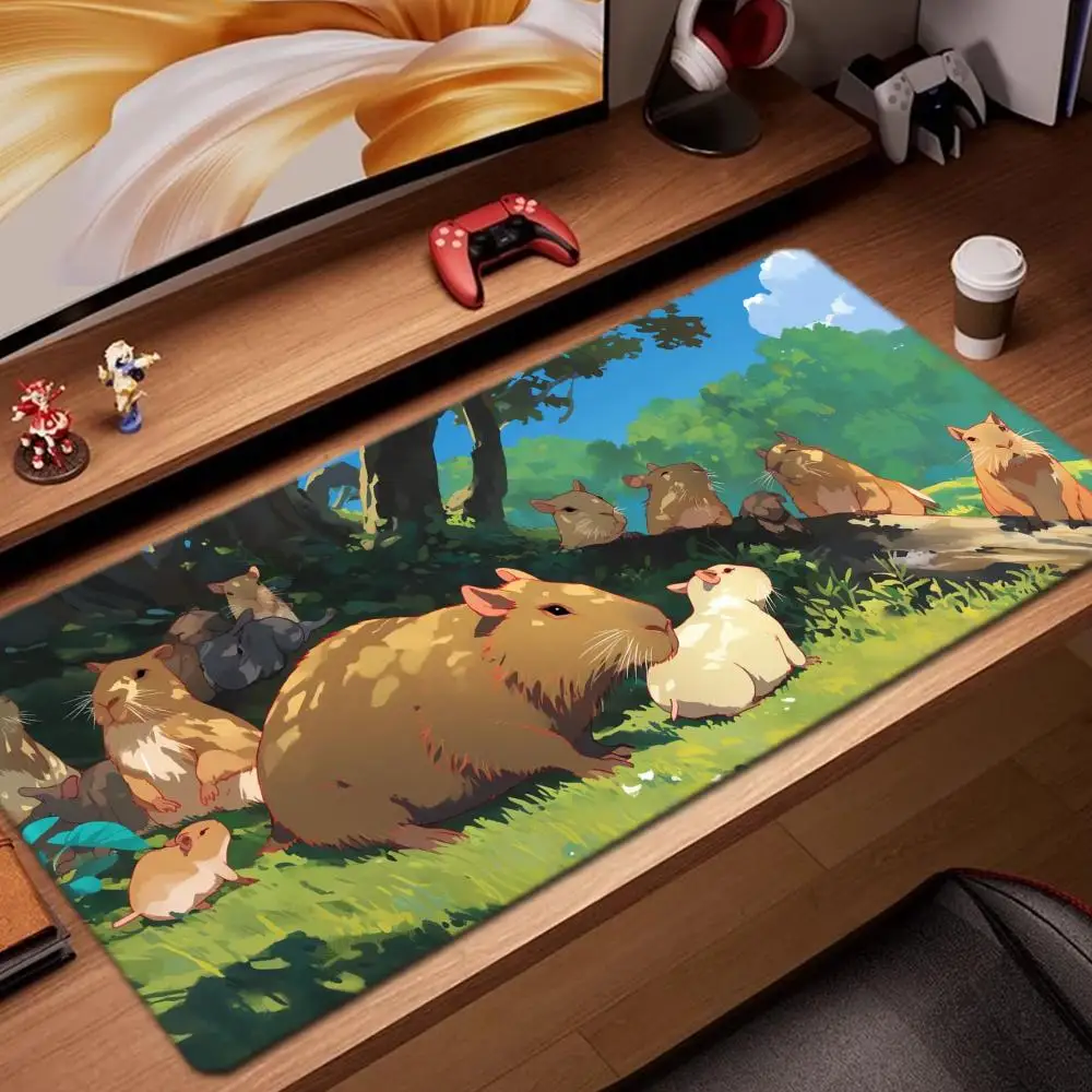 

anime capybara Mouse Pad Game Accessories keyboard pad XXL large locking edge 900X400 mm table mat Gaming mousepad