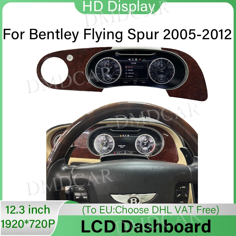 

Car Instrument Display Digital Dashboard Screen for Bentley Flying Spur 2005-2012 LCD Speedometer Linux System