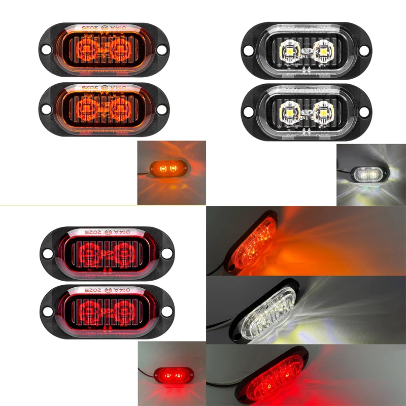 

{MX} 2Pcs DC 12-24V Car Side Marker Lights Red/Yellow/White Truck Trailer LED Signal Lamp Indicator Taillight Auto Accessories