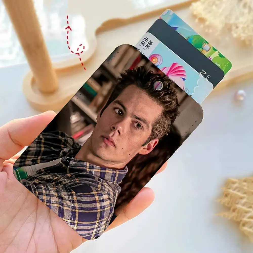 Custom Dylan O’Brien Rectangle ID Card Case Keychain Access Card Bag Key Tag Ring Leather Card Holder Key Ring Access