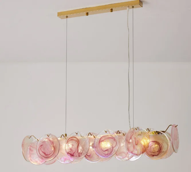 Murano roze glazen plafondkroonluchter Franse stijl kleurrijke woonkamer hanglamp slaapkamer retro eettafel hanglamp