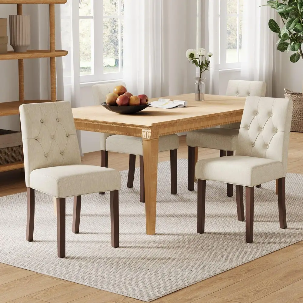 

Dining Chairs Set of 4 Modern Parsons Kitchen amp Dining Room Chair with Diamond Tufted Back, Solid Wooden Legs for Apartment,