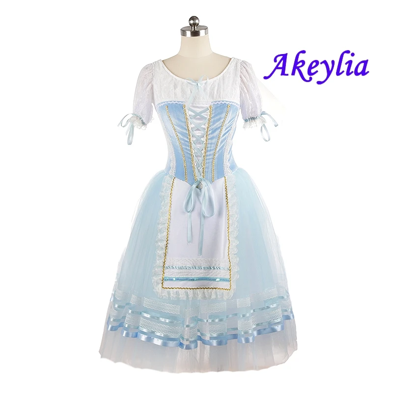 Sky blue Giselle Ballet Long Dress YAGP Professional romantic Giselle Costume Napoli Competition Ballet Tutu yellow JNBL156