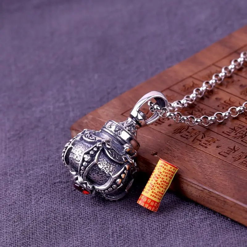 

Vintage Ethnic Style Lord Lao Zi Gourd Alchemy Furnace Pendant Necklace Open Cover Aromatherapy Necklace Unisex Jewelry Gifts