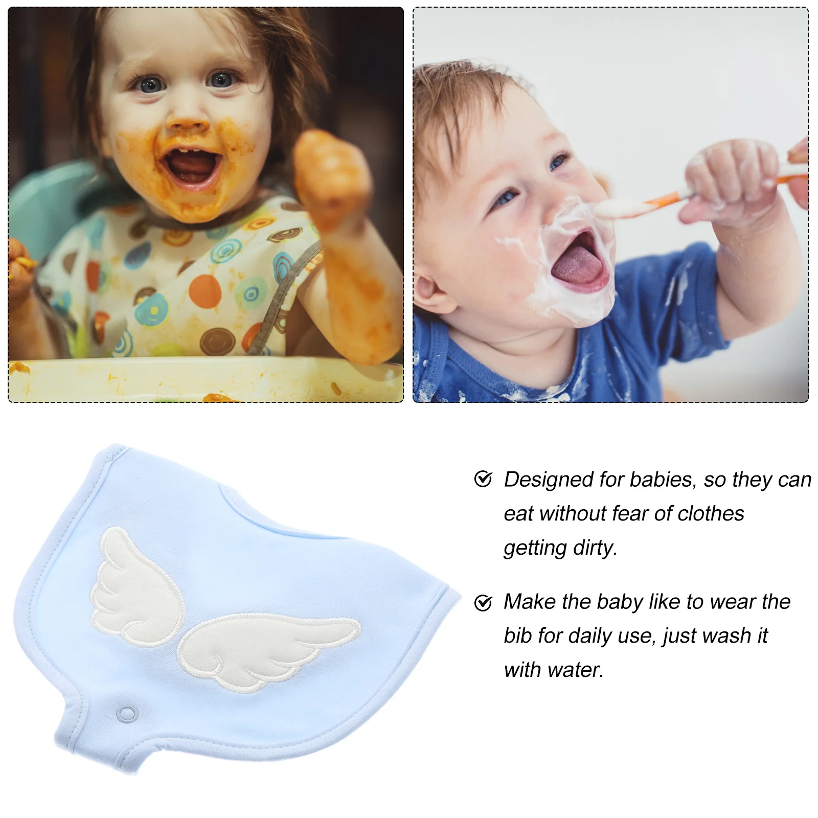

1Pcs Cotton Saliva Bib Soft Skin-Friendly Baby Dining Bib with Pacifier Buckle Multi-Functional for Infant Feeding Clean