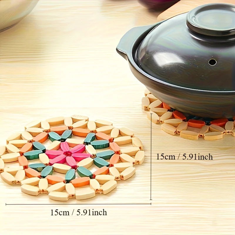 1 unidad de salvamanteles decorativo de madera - Resistente al calor, con diseño hueco, almohadilla aislante para platos calientes, ollas, cuencos y tazas, protector de mesa