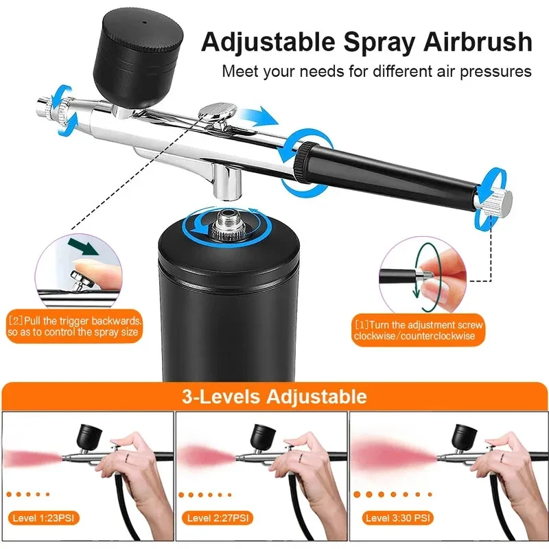 Aerógrafo para Uñas con Compresor, Aerógrafo Portátil con Compresor para Arte de Uñas, Pintura de Pasteles, Manualidades, Kit de Aerógrafo con Compresor