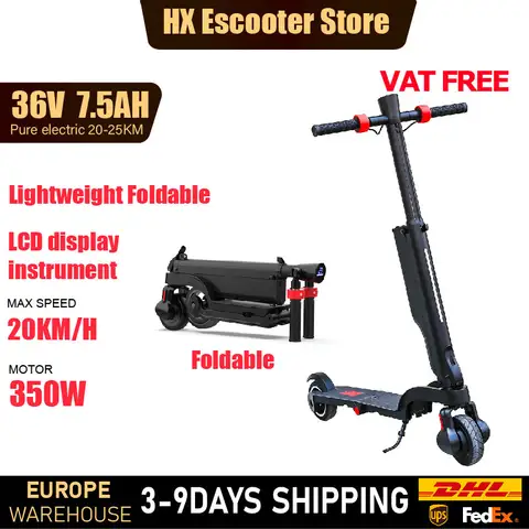 성인용 접이식 전기 스쿠터, HX X6, 350W 7.5AH 36V 25 KM/H 킥 E 스쿠터, 5.5 인치 휠