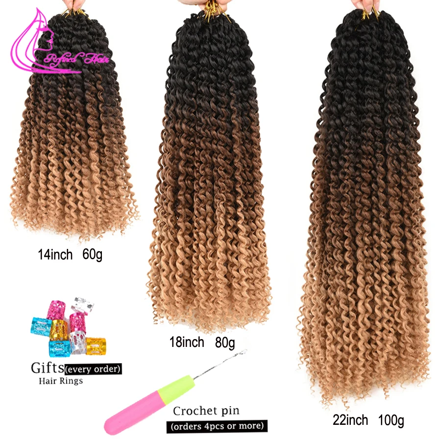 Passion Twist Crochet Hair Long Water Wave Black brown light brown Ombre Braiding Hair Extensions Synthetic Curly Braids