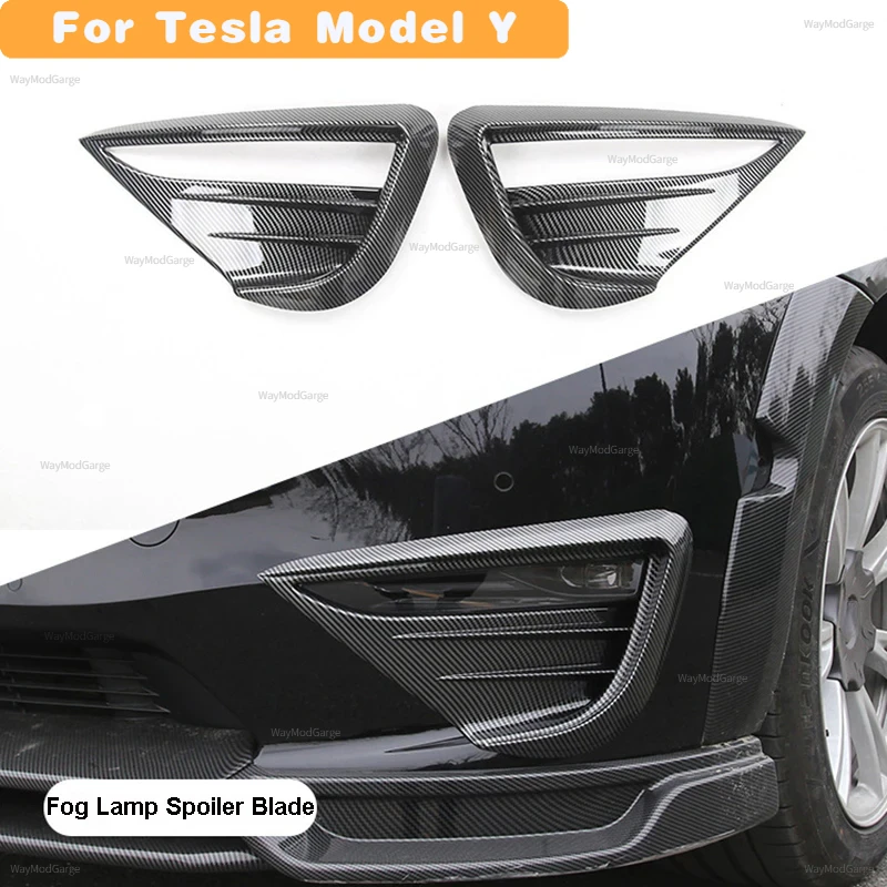 

Fog Lamp Spoiler Blade Trim for Tesla Model Y Protective Cover Woof Tooth Wind Knife ABS 2PCS Decoration Sticker Car Accessories