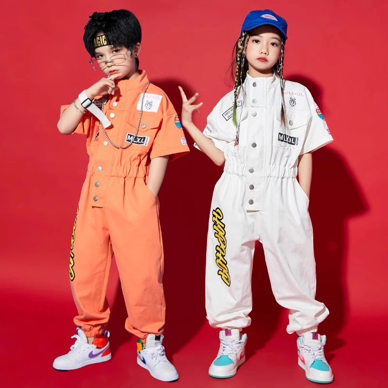 ملابس رقص الشوارع للأطفال بذلة للأولاد بدلة سباق هيب هوب بأكمام قصيرة للأطفال