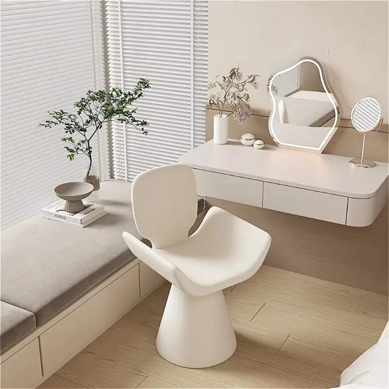 Light Luxury High-end Minimalist Leisure Makeup Chair, Girls Bedroom Furniture Swivel Cream Style Backrest Dining Table Chair image 5