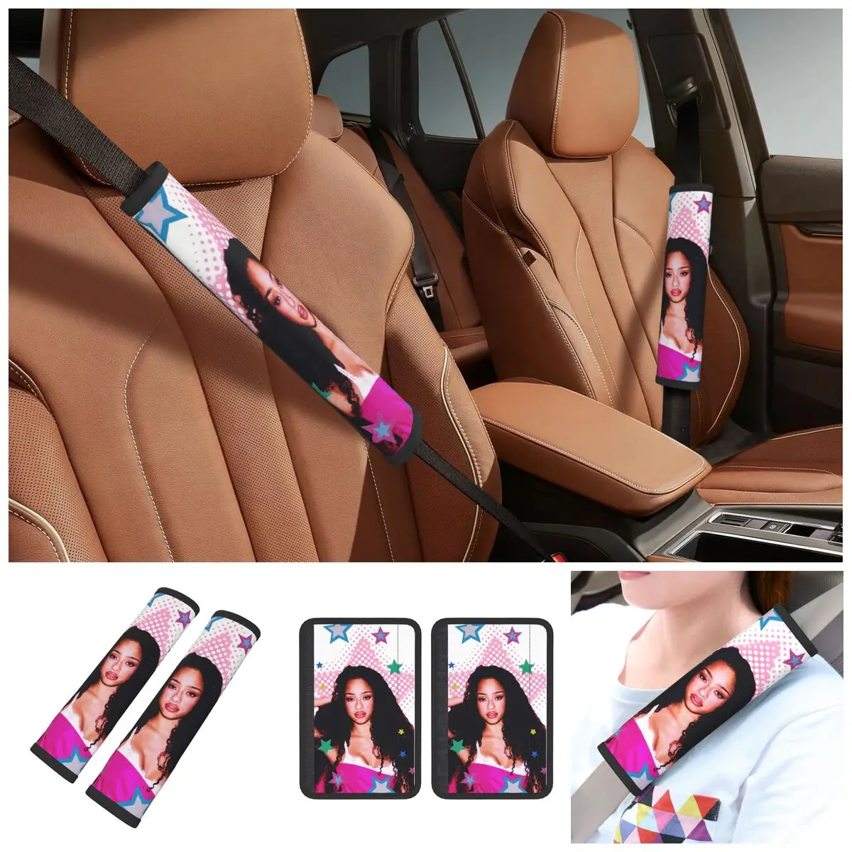 2 Pack Manon Katseyes Kpop Girl Group Car Seat Belt Pads Comfort Strap Covers Automotive SeatBelt Cover