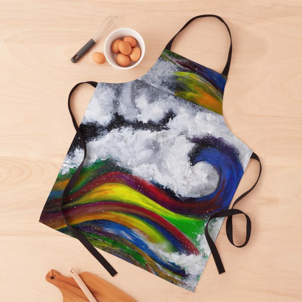 

MissyT.Rainbow Wave Apron Chef Accessories Children'S kitchen clothes for men Apron