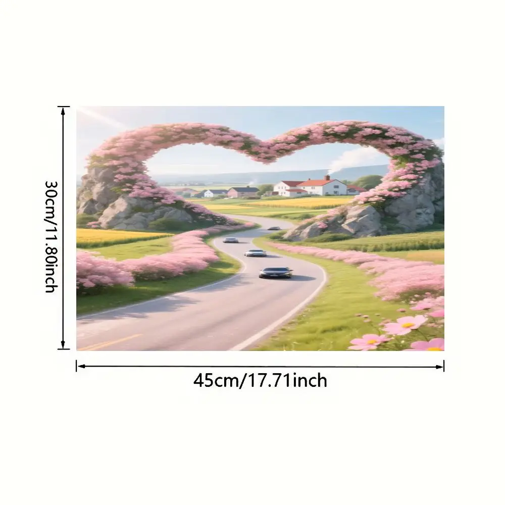 طقم مفرش طاولة مكون من 4 قطع، تصميم على شكل قلب، غريب الأطوار وساحر، سهل التنظيف، مثالي للمطابخ والعطلات.