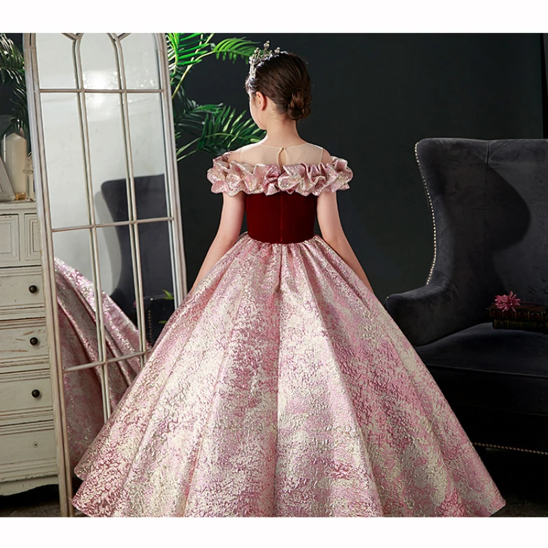 Toddler Baby Girls Silk Satin Dresses Kids Elegant Wedding Princess Party Tutu Dress Teenage Children Birthday Baptism Clothing