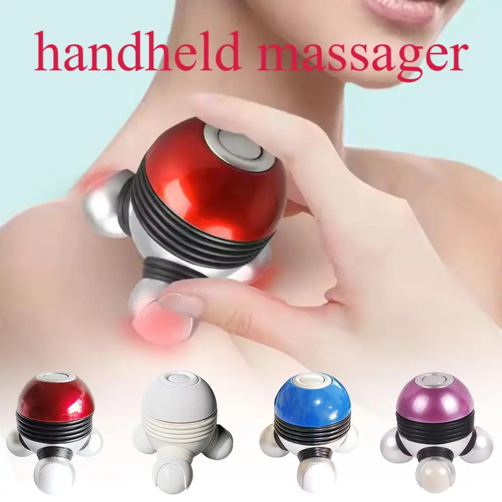 

﻿ Small Handheld Massager Mini Portable Hand Held Body Vibrating Massager With LED Light Head Neck Legs Pain Relief Tool