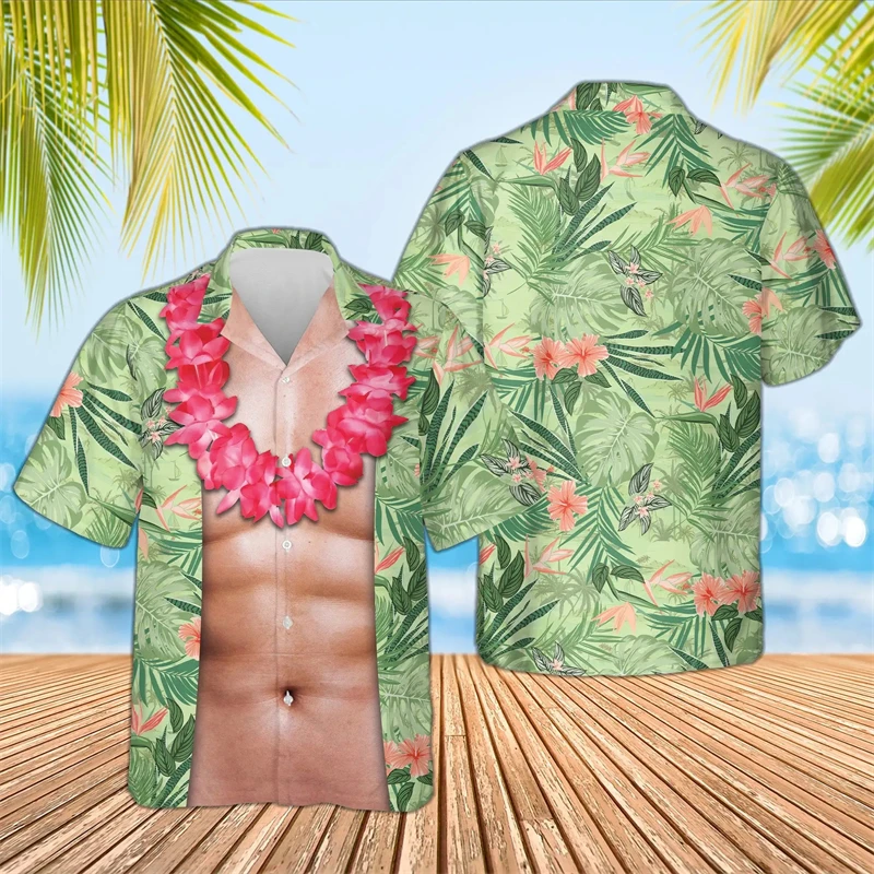 

Hawaii Sea Beach Cospaly 3D Print Shirts Summer Men's Fashion Oversized Funny Short Sleeve Blouses Female Clothing Camisa Lapel