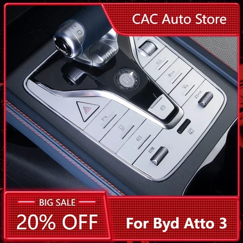 Car Interior Gear Shift Panel Button Frame Car Stickers Trim For Byd Atto 3 2022 2023 Auto Styling Accessories