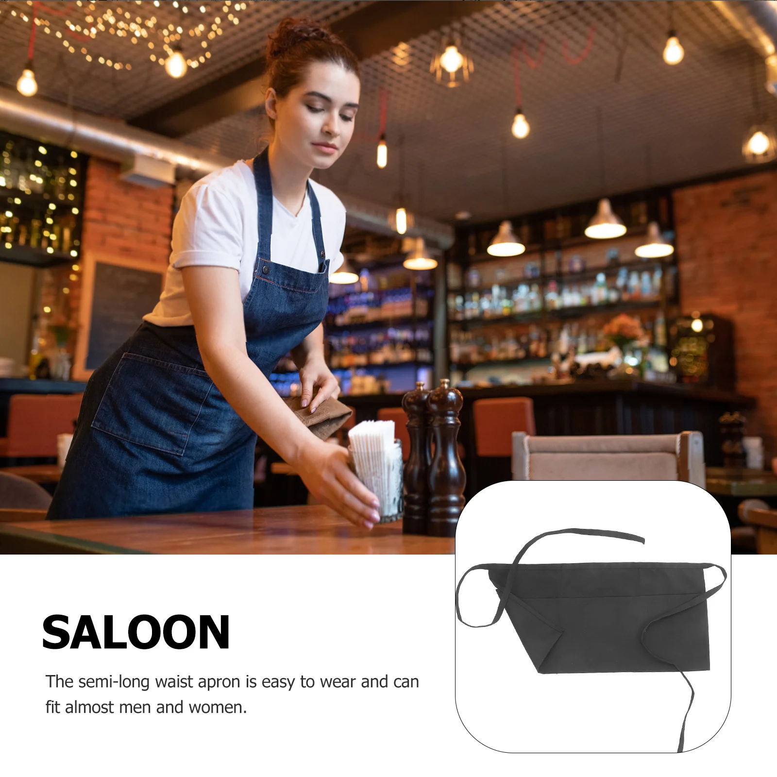 

Waterproof Oil-Resistant Chef Polyester Cooking Serving Waist Apron For Restaurant Bar Hotel Unisex Half Apron