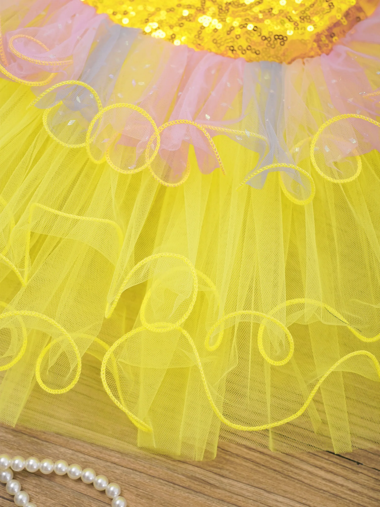 Robe de danse de Ballet pour enfants filles, manches à volants, corsage à paillettes, robe en Tulle superposée, justaucorps de gymnastique, vêtements de danse de spectacle de ballerine