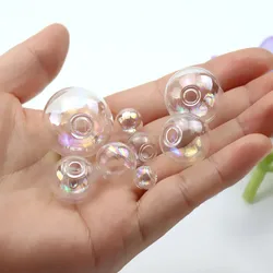 10piece 6-40mm Hollow Glass Ball With Hole Round Bubble Glass Globe Orbs Jewelry Accessories DIY Handmade Materials Glass Charms