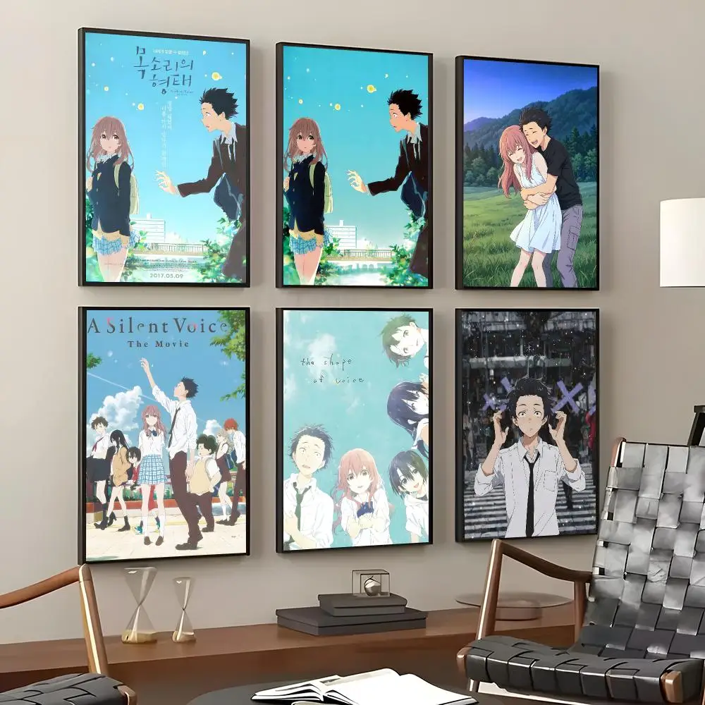 Anime A Silent Voice Poster Self-Adhesive Waterproof Wall Stickers Coffee Bar Home Wall Decor