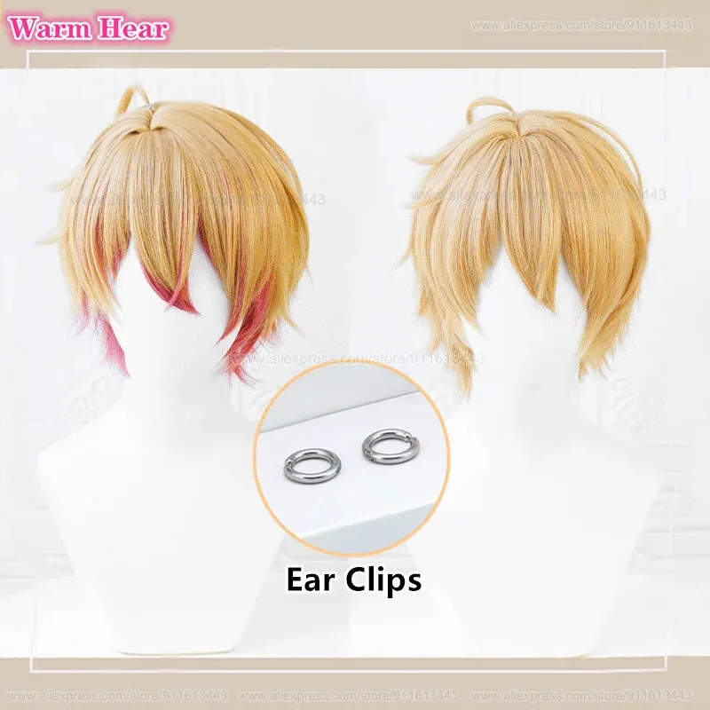 In Stock Hoshino Akuamarin Synthetic Anime 32cm Short Orange Gradient Pink Cosplay Heat Resistant Wigs + A Wig Cap